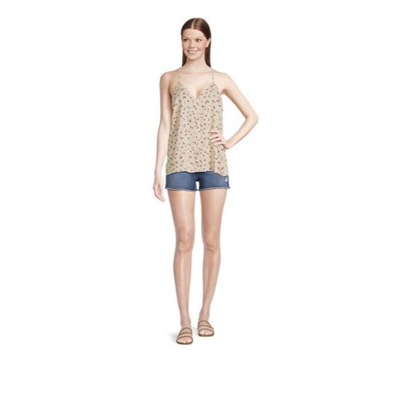 No Boundaries Juniors' Button Front Floral Print Woven Cami Tank Top Size XS - Picture 2 of 5